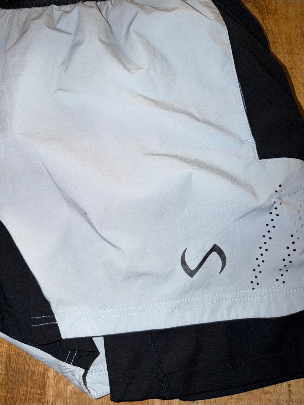 Men's Two-Tone Athletic Running Shorts in Black & White - Picture 2 of 7